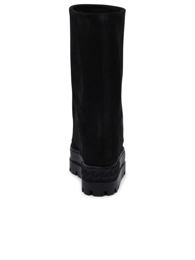 Shop Casadei Black Suede Reversible Boots