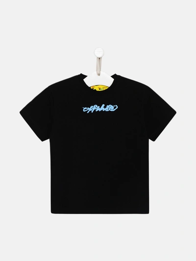 Shop Off-white T-shirt Logo Azzurro Nera In Black