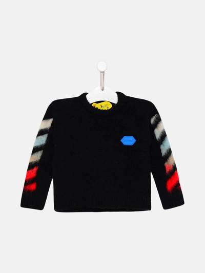 Shop Off-white Black Wool Blend Off Brushed Sweater