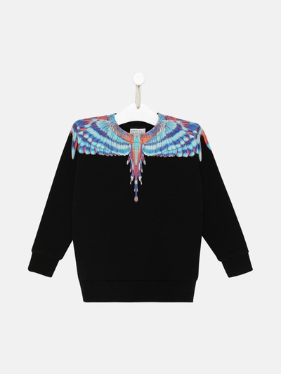 Shop Marcelo Burlon County Of Milan Black Cotton Birds Wings Sweatshirt