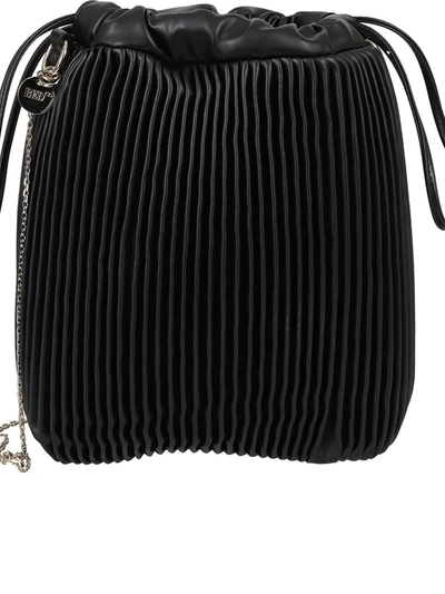 Shop Red Valentino Faux Pleaed Leather Bucket Bag In Black