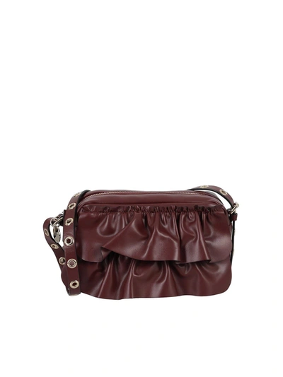 Shop Red Valentino Bag With Rouches In Burgundy In Red