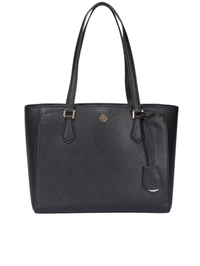 Shop Tory Burch Robinson Small Textured Leather Bag In Black