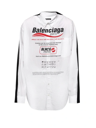Balenciaga Recycle-print Cotton-poplin And Jersey Sweatshirt In White |  ModeSens