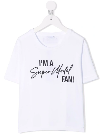 Shop Dolce & Gabbana I'm A Super Model Fan-print T-shirt In White