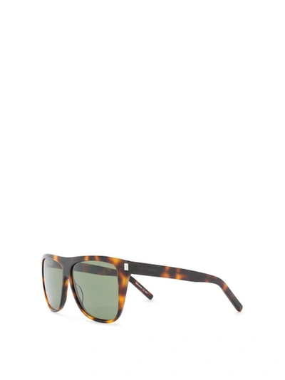 Shop Saint Laurent Flat Top Sunglasses Havana Brown