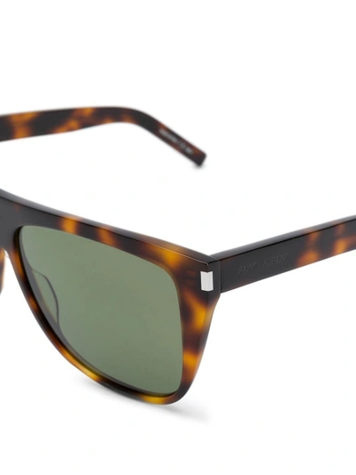 Shop Saint Laurent Flat Top Sunglasses Havana Brown
