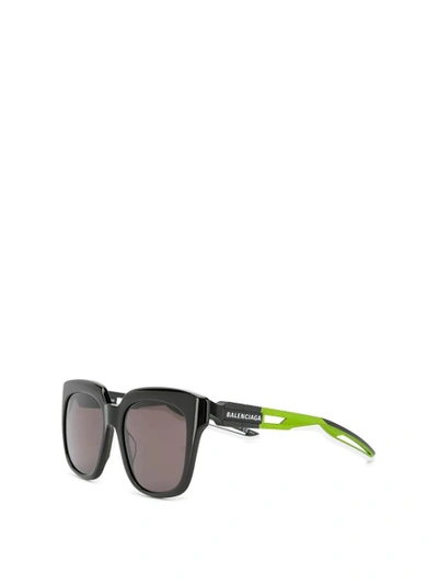 Shop Balenciaga Contrast Leg Sunglasses Green And Black