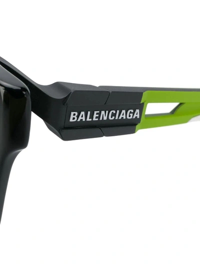 Shop Balenciaga Contrast Leg Sunglasses Green And Black