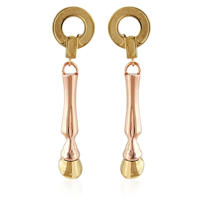 Shop Burberry Ladies Hoof Drop Earrings In Rose Gold/light Gold