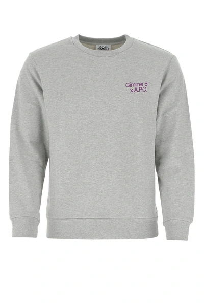 Shop Apc Melange Grey Cotton Sweatshirt  Nd A.p.c. Uomo Xs