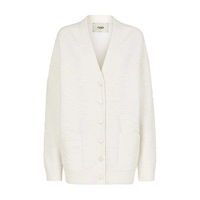 Shop Fendi Wool And Cashmere Cardigan In Blanc