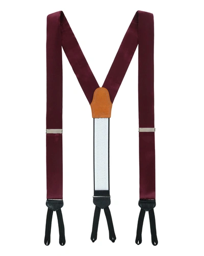 Shop Trafalgar Men's Sutton Solid Silk Suspender Braces In Burgundy