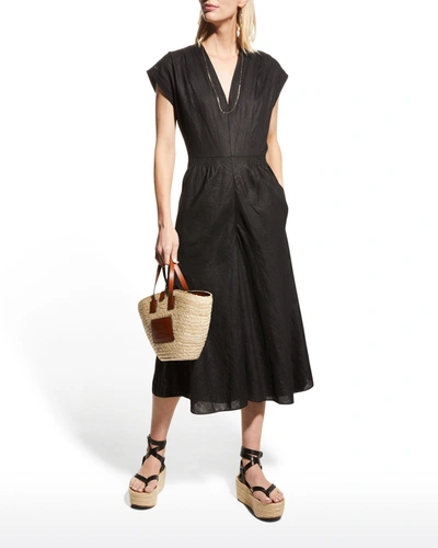 Shop Rebecca Taylor Linen Sleeveless Jumpsuit In Black