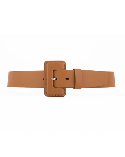 Shop Vaincourt Paris La Petite Merveilleuse Timeless Leather Belt With Covered Buckle In Camel