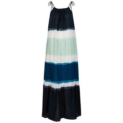 Shop On The Island Therasia Striped Cotton-blend Maxi Dress In Blue
