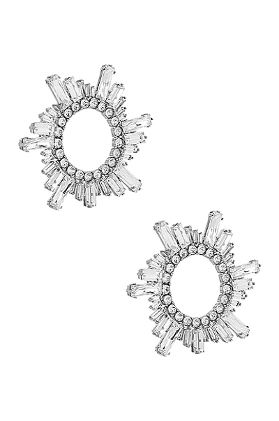 Shop Amina Muaddi Begum Earrings In Silver & White Crystal