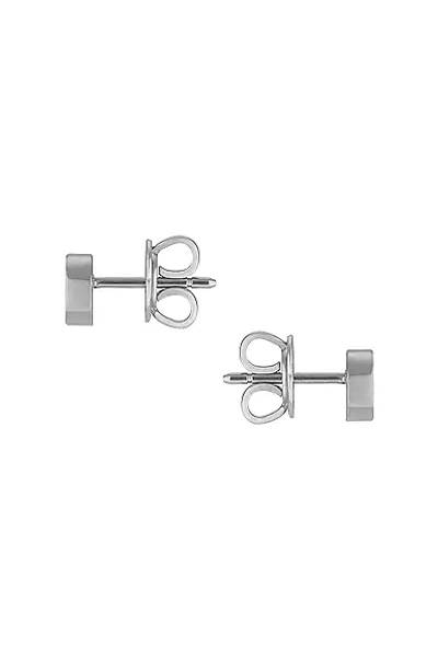 Shop Gucci Interlocking G Butterfly Clasp Earrings In White Gold