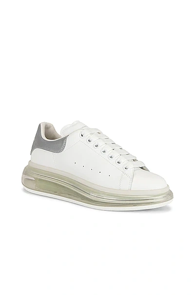 Shop Alexander Mcqueen Lace Up Sneakers In White & Silver & Transparent