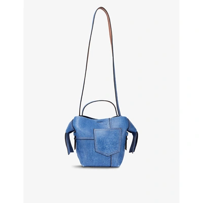 Shop Acne Studios Denim Blue Musubi Mini Leather Cross-body Bag
