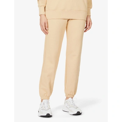 Shop Weworewhat Tapered High-rise Cotton-jersey Jogging Bottoms In Tan