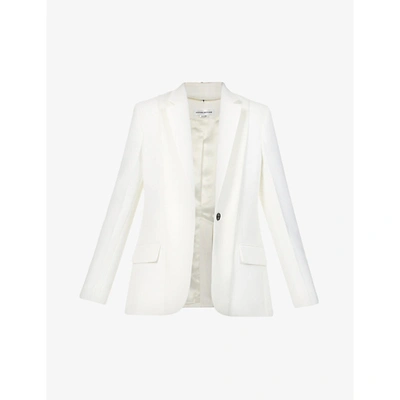 Shop Victoria Beckham Double-lapel Wool-twill Blazer In Off White