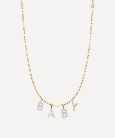 Shop Maria Black Gold-plated Baby Mother Of Pearl Letter Charm Necklace