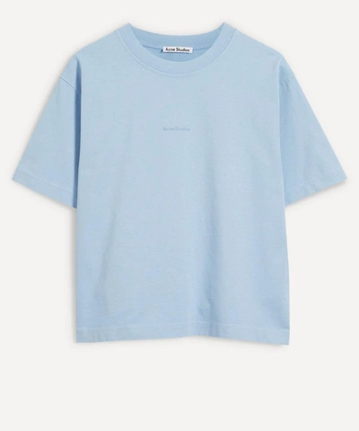Acne Studios Logo-print Crew Neck T-shirt In Sky Blue
