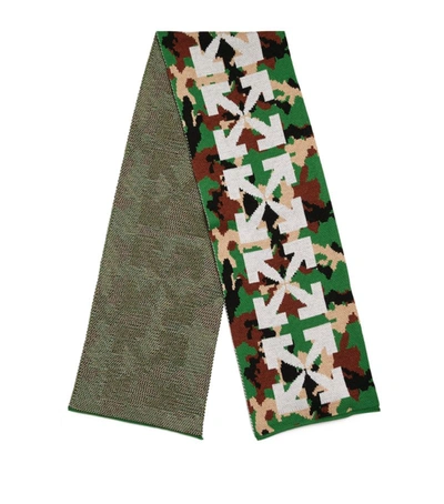 Shop Off-white Virgin Wool Camouflage Scarf In Green
