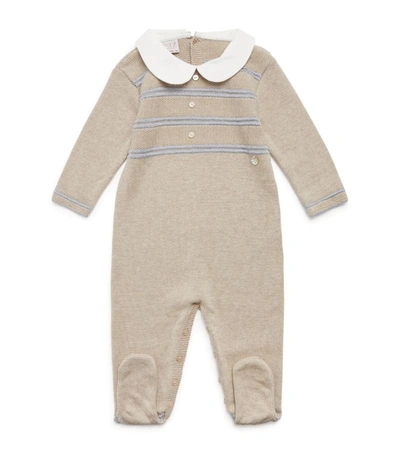 Shop Paz Rodriguez Cotton-cashmere Peter Pan All-in-one (0-12 Months) In Brown