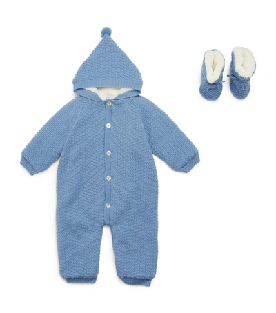 Shop Paz Rodriguez Knitted Snowsuit (1-12 Months) In Blue