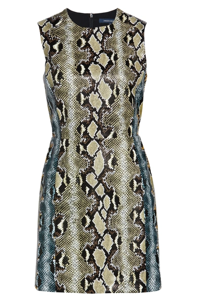 Shop French Connection Sundae Snake Embossed Faux Leather Minidress In Mixed Reptile Multi