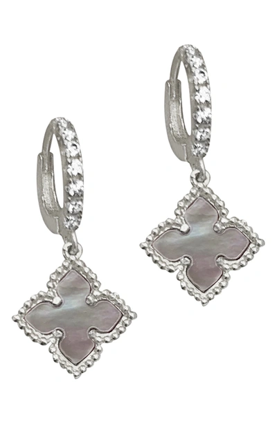 Shop Adornia Floral Dangle Mother Of Pearl Hoop Earrings In White