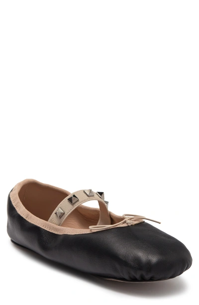 Shop Valentino Studded Leather Ballet Flat In Black