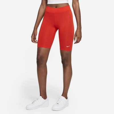 Shop Nike Sportswear Essential Women's Bike Shorts In Chile Red,white