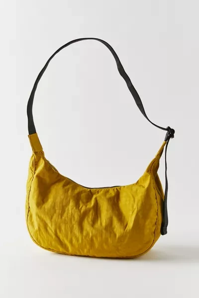 Shop Baggu Medium Crescent Nylon Shoulder Bag In Yellow
