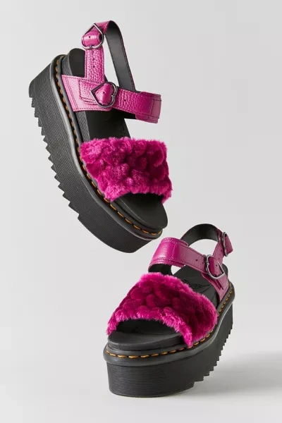 Shop Dr. Martens' Voss Fluffy Faux Fur Platform Sandal In Berry