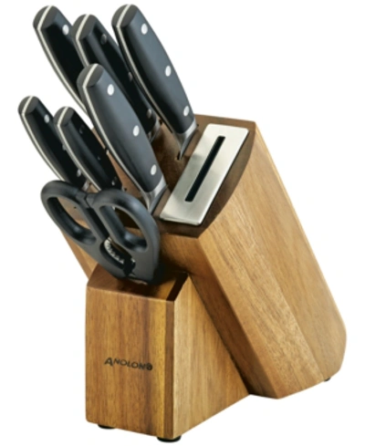 Shop Anolon Alwayssharp Japanese Steel 8-pc. Knife Block Set In Brown