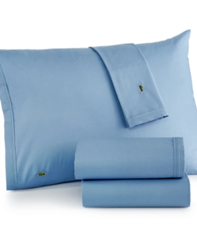 Lacoste Home Solid Cotton Percale Sheet Set, Twin Xl In Allure Blue