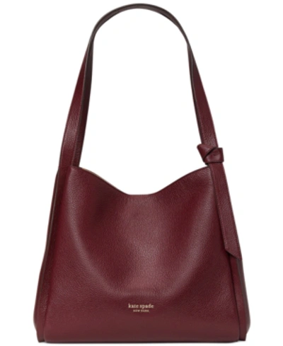 Shop Kate Spade Knott Pebbled Leather Large Shoulder Bag In Grenache