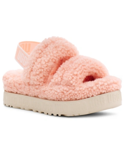 Shop Ugg Oh Fluffita Slingback Slippers In Pink Rose