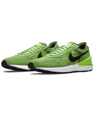 Shop Nike Men's Waffle One Casual Sneakers From Finish Line In Electric Green, Black