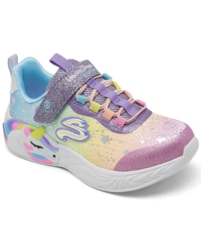 Shop Skechers Little Girls S-lights: Unicorn Dreams Stay-put Casual Sneakers From Finish Line In Purple, Multi