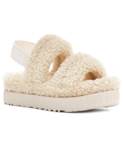Shop Ugg Oh Fluffita Slingback Slippers In Natural