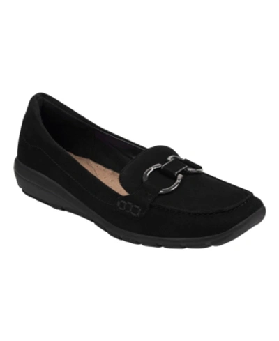 Shop Easy Spirit Avienta Loafers Women's Shoes In Black Suede