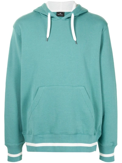 Shop Ps By Paul Smith Striped-trim Hoodie In Green
