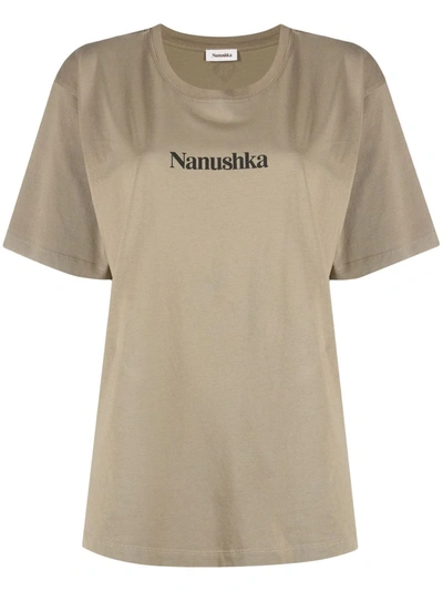 Shop Nanushka Organic Cotton Logo T-shirt In Green