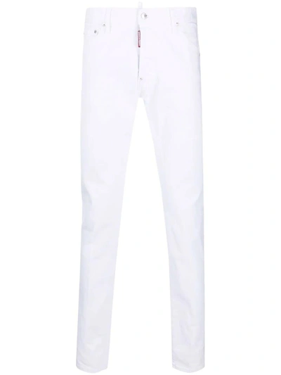 Shop Dsquared2 White Logo Patch Jeans
