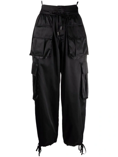 Shop Dolce & Gabbana Black High-waisted Cargo Trousers In Nero