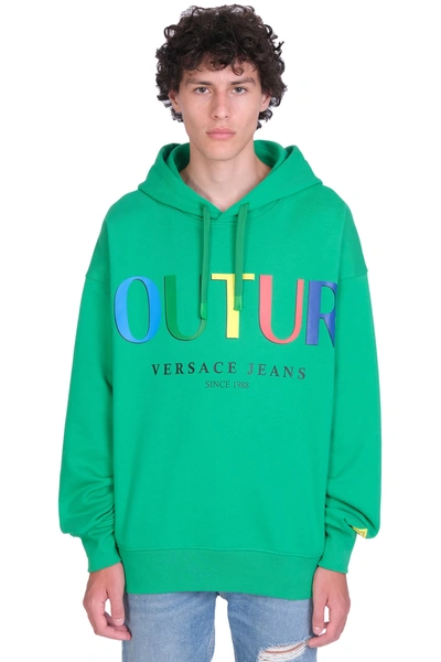 Shop Versace Jeans Couture Sweatshirt In Green Cotton